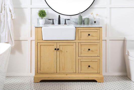 Elegant Furniture & Lighting - Franklin 42 inch Single bathroom vanity in natural wood with backsplash - VF60242NW-BS veiw 2