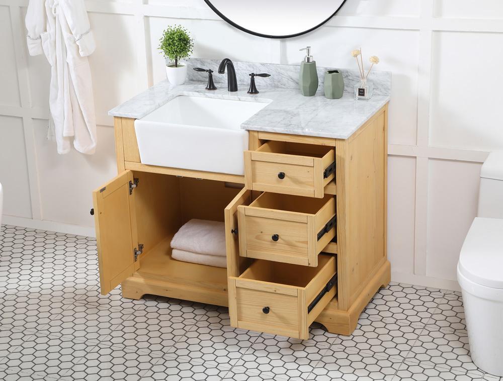 Elegant Furniture & Lighting - Franklin 42 inch Single bathroom vanity in natural wood with backsplash - VF60242NW-BS veiw 4