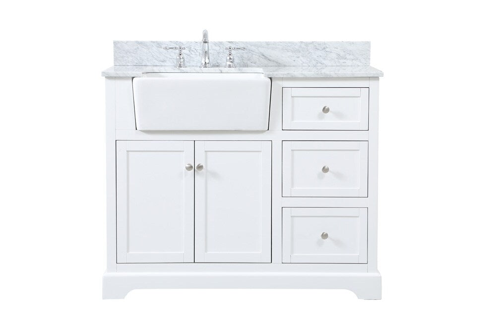 Elegant Furniture & Lighting - Franklin 42 inch Single bathroom vanity in white with backsplash - VF60242WH-BS veiw 1