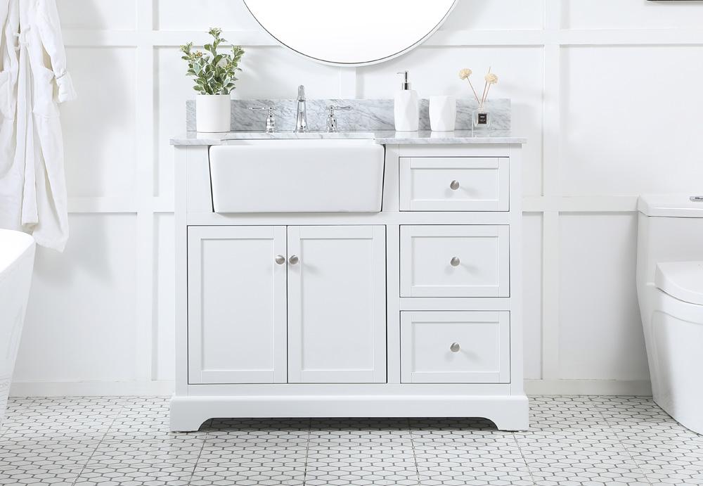 Elegant Furniture & Lighting - Franklin 42 inch Single bathroom vanity in white with backsplash - VF60242WH-BS veiw 2