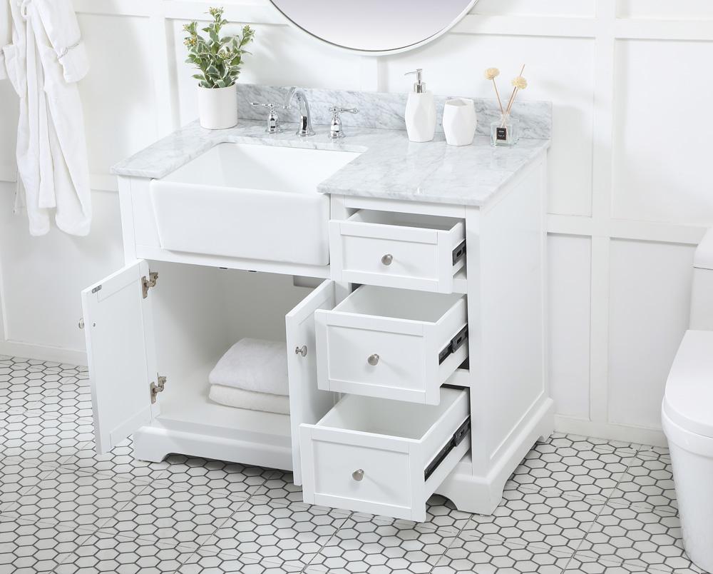Elegant Furniture & Lighting - Franklin 42 inch Single bathroom vanity in white with backsplash - VF60242WH-BS veiw 4