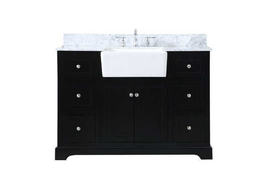 Elegant Furniture & Lighting - Franklin 48 inch Single bathroom vanity in black with backsplash - VF60248BK-BS veiw 1
