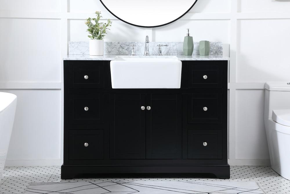 Elegant Furniture & Lighting - Franklin 48 inch Single bathroom vanity in black with backsplash - VF60248BK-BS veiw 2