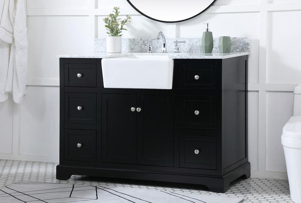 Elegant Furniture & Lighting - Franklin 48 inch Single bathroom vanity in black with backsplash - VF60248BK-BS veiw 3