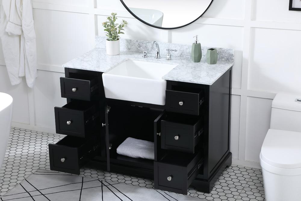 Elegant Furniture & Lighting - Franklin 48 inch Single bathroom vanity in black with backsplash - VF60248BK-BS veiw 4