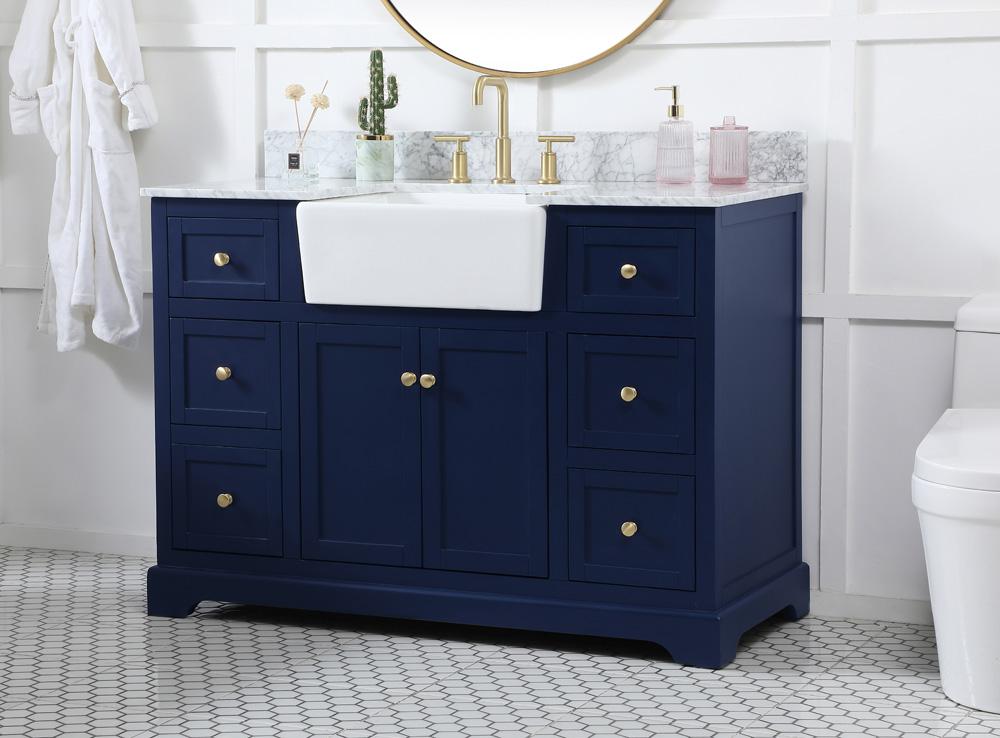 Elegant Furniture & Lighting - Franklin 48 inch Single bathroom vanity in blue - VF60248BL-BS veiw 3