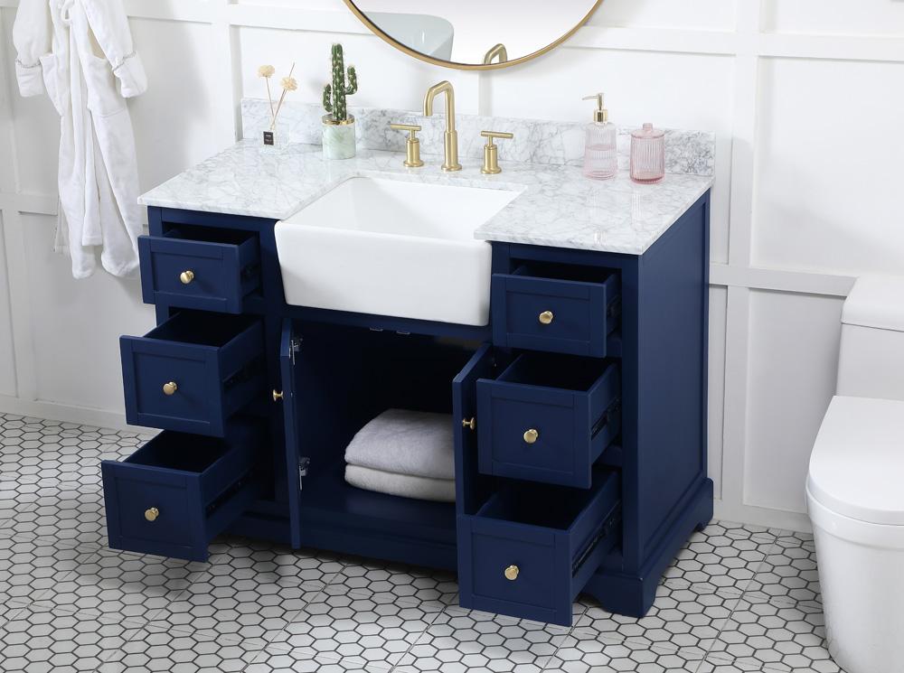 Elegant Furniture & Lighting - Franklin 48 inch Single bathroom vanity in blue - VF60248BL-BS veiw 4