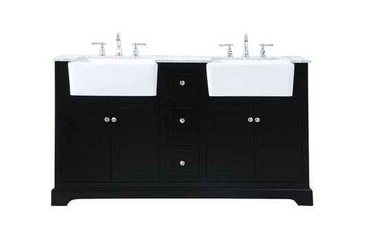 Elegant Furniture & Lighting - Franklin 60 inch double bathroom vanity in black - VF60260DBK veiw 1