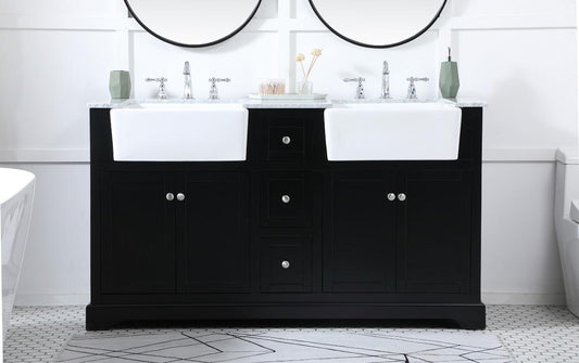 Elegant Furniture & Lighting - Franklin 60 inch double bathroom vanity in black - VF60260DBK veiw 2