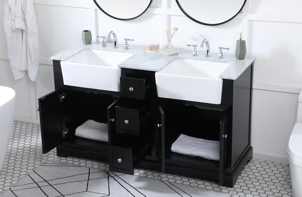 Elegant Furniture & Lighting - Franklin 60 inch double bathroom vanity in black - VF60260DBK veiw 4