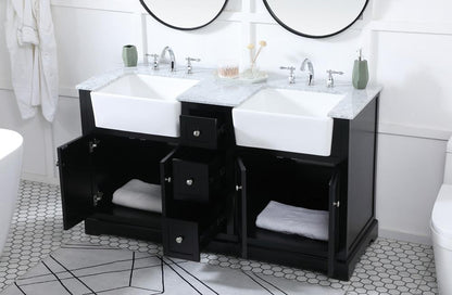 Elegant Furniture & Lighting - Franklin 60 inch double bathroom vanity in black - VF60260DBK veiw 4