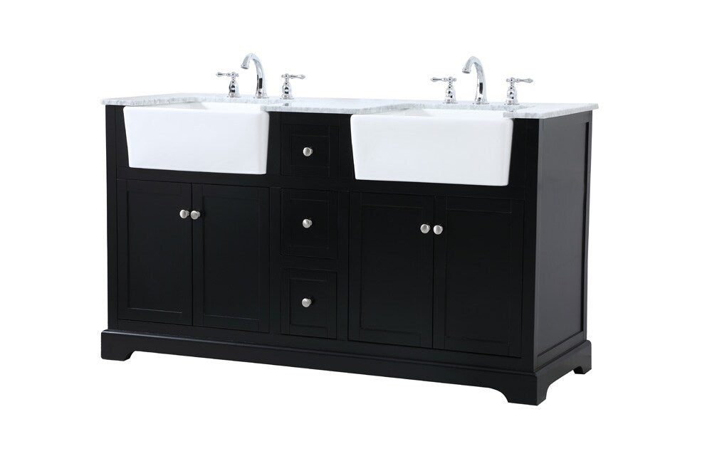 Elegant Furniture & Lighting - Franklin 60 inch double bathroom vanity in black - VF60260DBK veiw 8