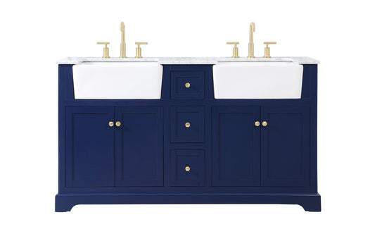 Elegant Furniture & Lighting - Franklin 60 inch double bathroom vanity in blue - VF60260DBL veiw 1