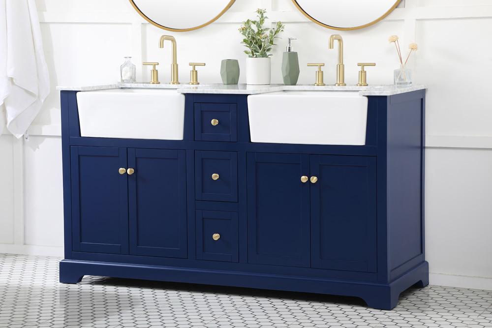 Elegant Furniture & Lighting - Franklin 60 inch double bathroom vanity in blue - VF60260DBL veiw 3