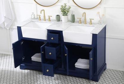 Elegant Furniture & Lighting - Franklin 60 inch double bathroom vanity in blue - VF60260DBL veiw 4