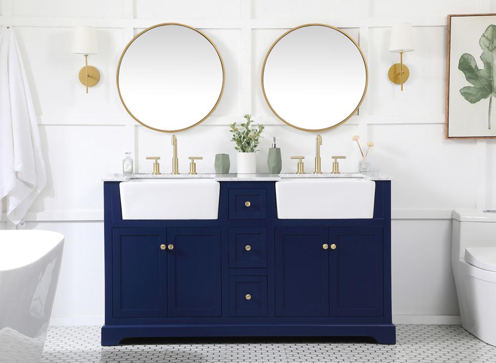 Elegant Furniture & Lighting - Franklin 60 inch double bathroom vanity in blue - VF60260DBL veiw 5