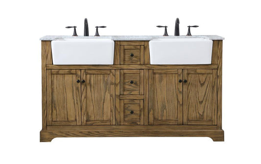 Elegant Furniture & Lighting - Franklin 60 inch double bathroom vanity in driftwood - VF60260DDW veiw 1