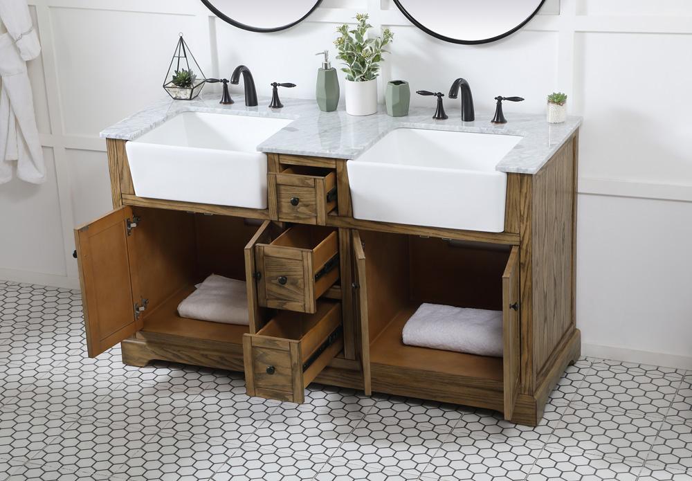 Elegant Furniture & Lighting - Franklin 60 inch double bathroom vanity in driftwood - VF60260DDW veiw 4