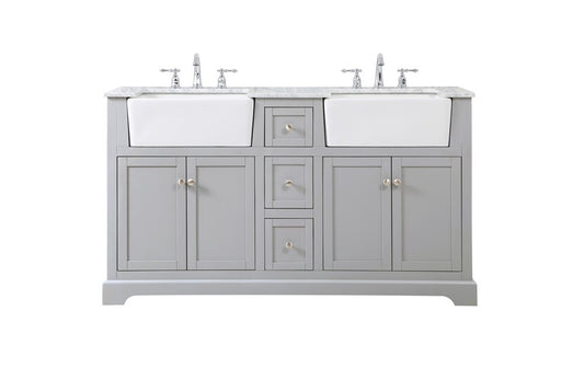 Elegant Furniture & Lighting - Franklin 60 inch double bathroom vanity in grey - VF60260DGR veiw 1