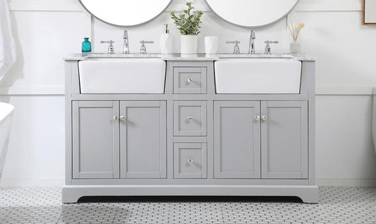 Elegant Furniture & Lighting - Franklin 60 inch double bathroom vanity in grey - VF60260DGR veiw 2