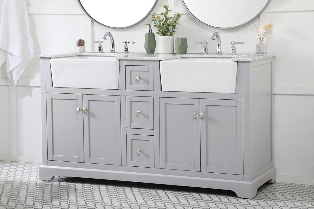 Elegant Furniture & Lighting - Franklin 60 inch double bathroom vanity in grey - VF60260DGR veiw 3