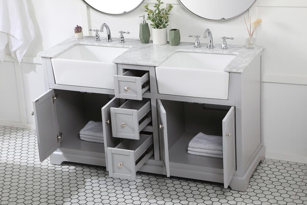 Elegant Furniture & Lighting - Franklin 60 inch double bathroom vanity in grey - VF60260DGR veiw 4