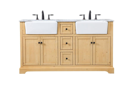 Elegant Furniture & Lighting - Franklin 60 inch double bathroom vanity in natural wood - VF60260DNW veiw 1