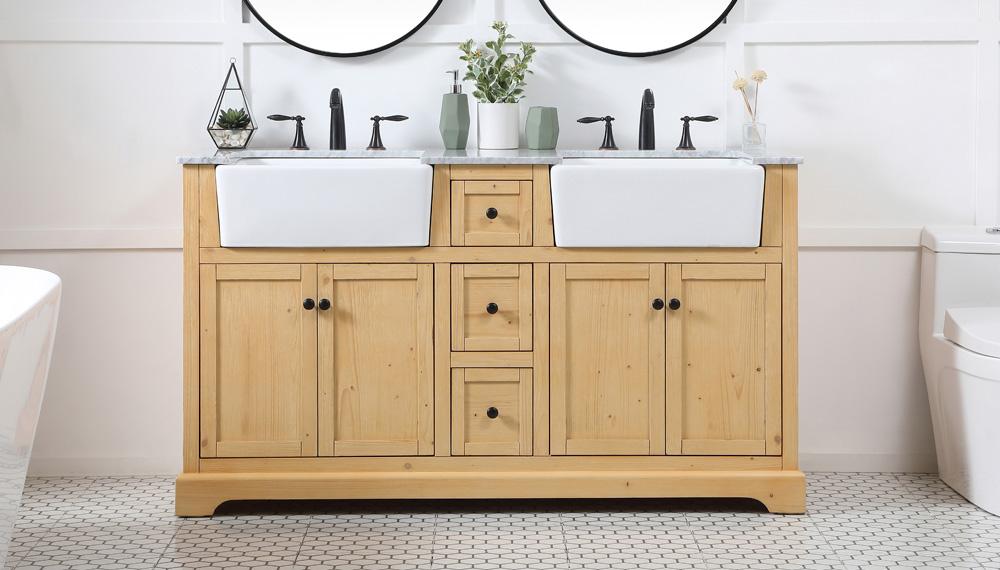 Elegant Furniture & Lighting - Franklin 60 inch double bathroom vanity in natural wood - VF60260DNW veiw 2