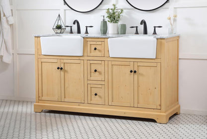 Elegant Furniture & Lighting - Franklin 60 inch double bathroom vanity in natural wood - VF60260DNW veiw 3