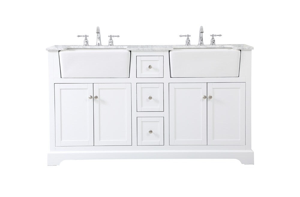 Elegant Furniture & Lighting - Franklin 60 inch double bathroom vanity in white - VF60260DWH veiw 1