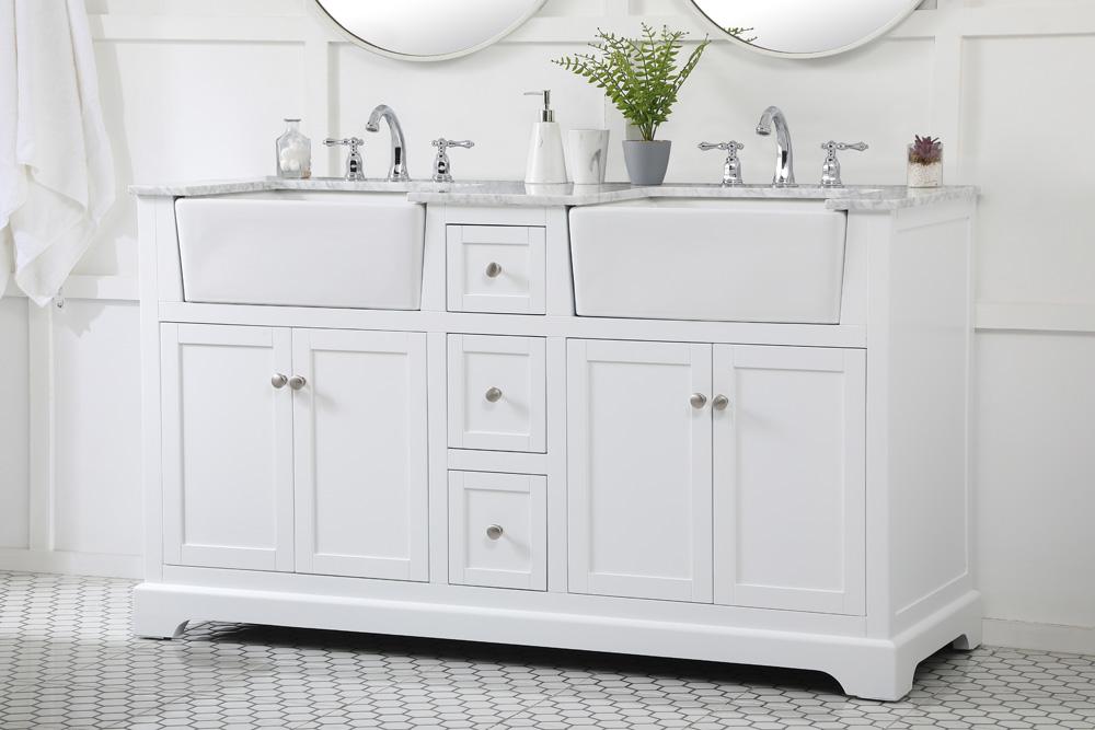 Elegant Furniture & Lighting - Franklin 60 inch double bathroom vanity in white - VF60260DWH veiw 3