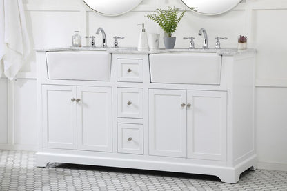 Elegant Furniture & Lighting - Franklin 60 inch double bathroom vanity in white - VF60260DWH veiw 3