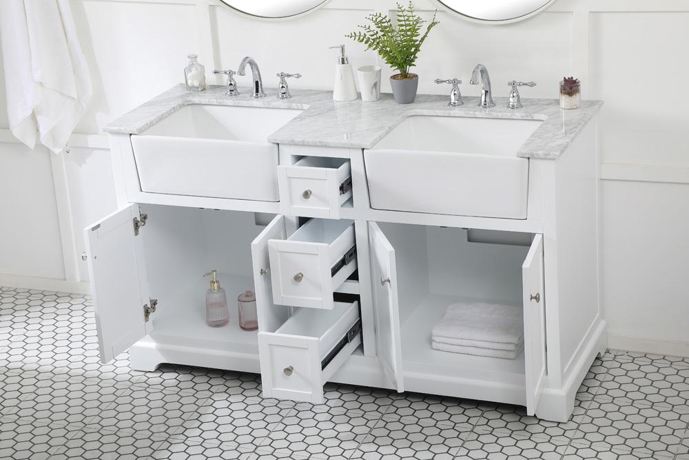 Elegant Furniture & Lighting - Franklin 60 inch double bathroom vanity in white - VF60260DWH veiw 4