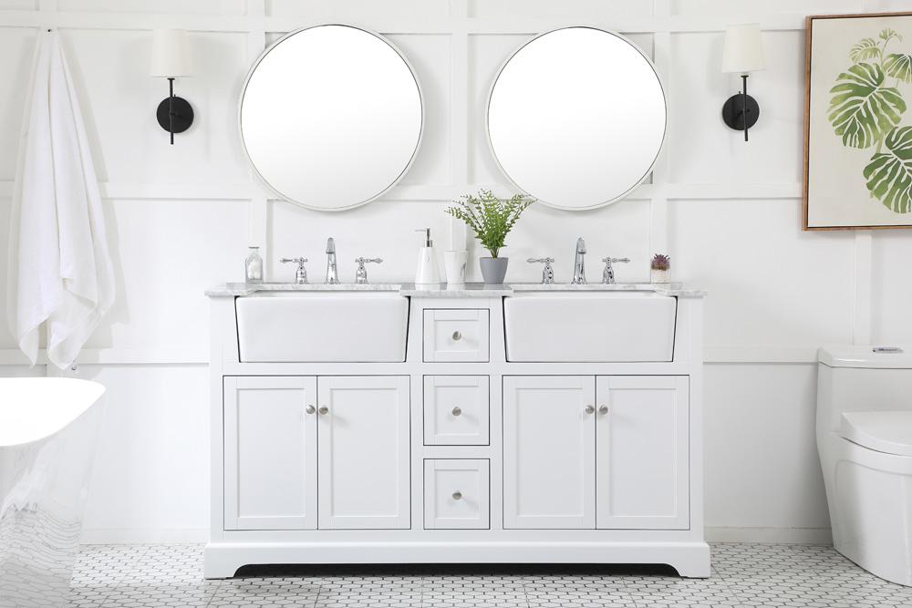 Elegant Furniture & Lighting - Franklin 60 inch double bathroom vanity in white - VF60260DWH veiw 5
