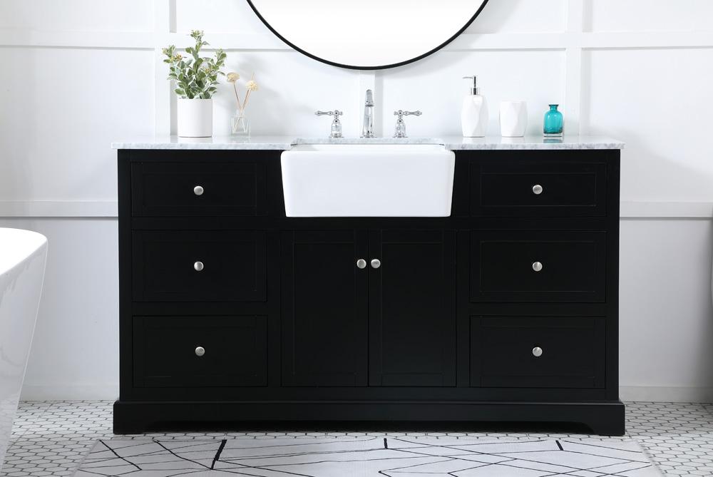 Elegant Furniture & Lighting - Franklin 60 inch Single bathroom vanity in black - VF60260BK veiw 2