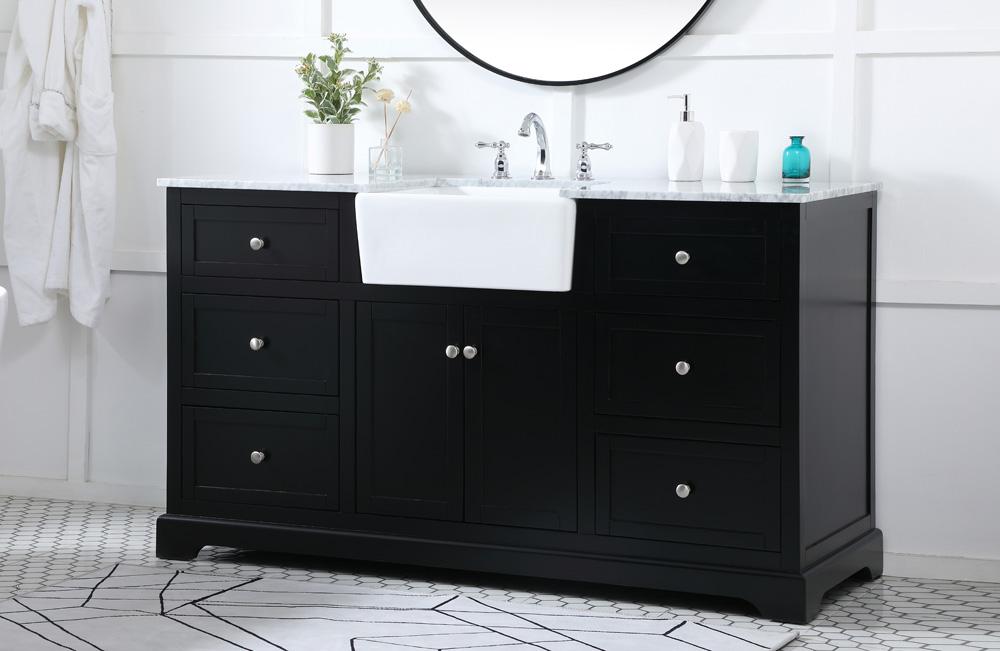 Elegant Furniture & Lighting - Franklin 60 inch Single bathroom vanity in black - VF60260BK veiw 3