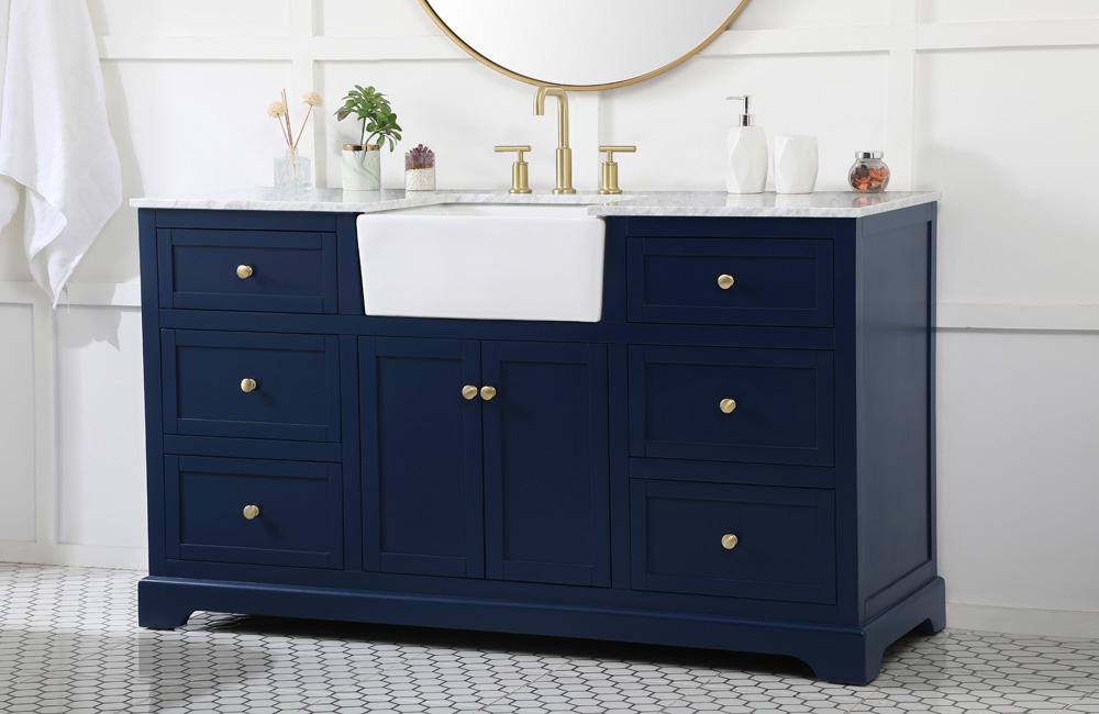 Elegant Furniture & Lighting - Franklin 60 inch Single bathroom vanity in blue - VF60260BL veiw 3