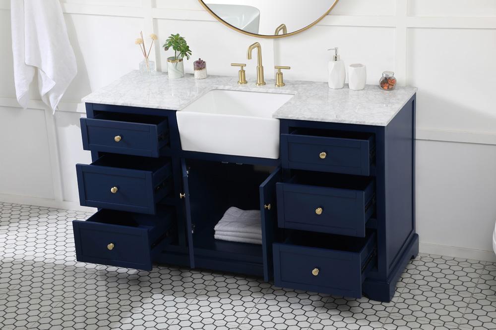 Elegant Furniture & Lighting - Franklin 60 inch Single bathroom vanity in blue - VF60260BL veiw 4