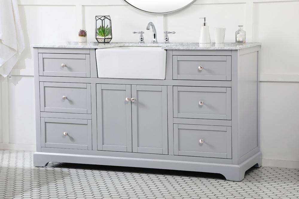 Elegant Furniture & Lighting - Franklin 60 inch Single bathroom vanity in grey - VF60260GR veiw 3
