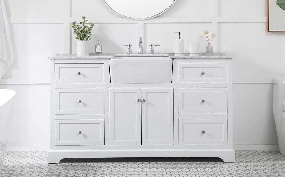 Elegant Furniture & Lighting - Franklin 60 inch Single bathroom vanity in white - VF60260WH veiw 2