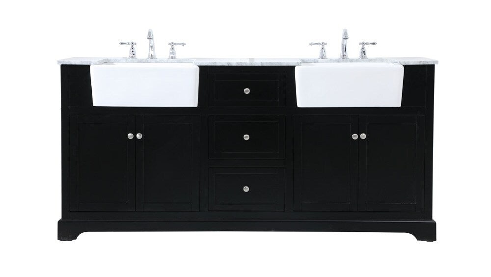Elegant Furniture & Lighting - Franklin 72 inch double bathroom vanity in black - VF60272DBK veiw 1