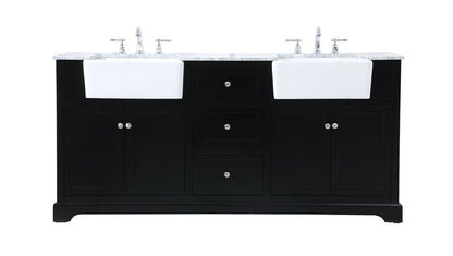 Elegant Furniture & Lighting - Franklin 72 inch double bathroom vanity in black - VF60272DBK veiw 1
