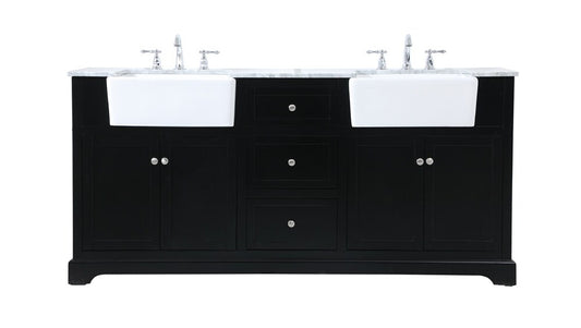 Elegant Furniture & Lighting - Franklin 72 inch double bathroom vanity in black - VF60272DBK veiw 1