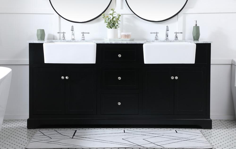 Elegant Furniture & Lighting - Franklin 72 inch double bathroom vanity in black - VF60272DBK veiw 2