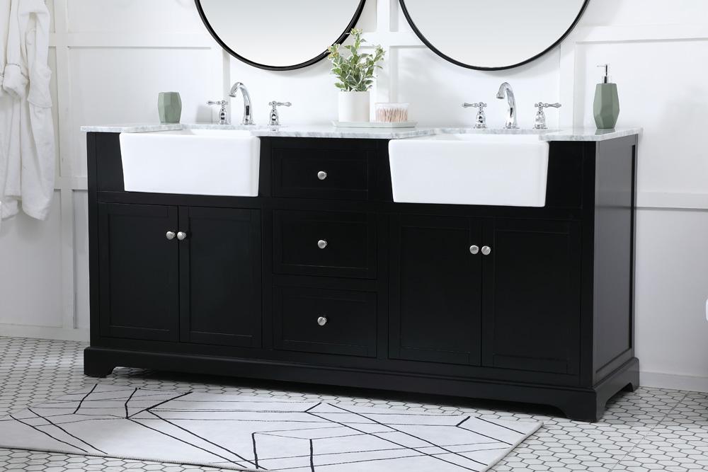 Elegant Furniture & Lighting - Franklin 72 inch double bathroom vanity in black - VF60272DBK veiw 3
