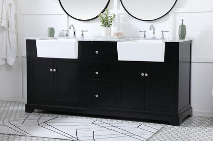 Elegant Furniture & Lighting - Franklin 72 inch double bathroom vanity in black - VF60272DBK veiw 3