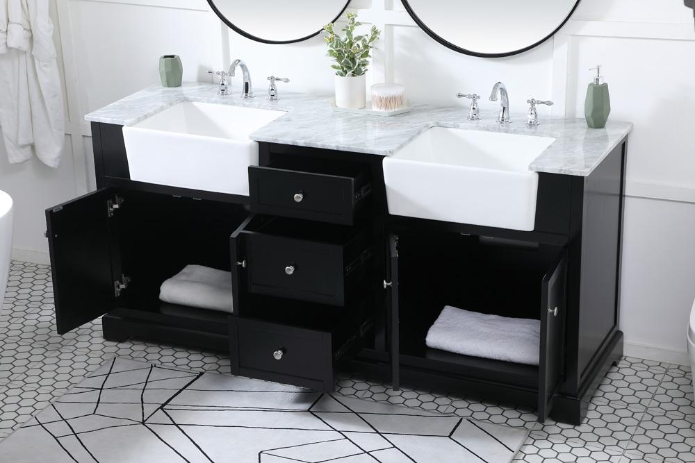 Elegant Furniture & Lighting - Franklin 72 inch double bathroom vanity in black - VF60272DBK veiw 4