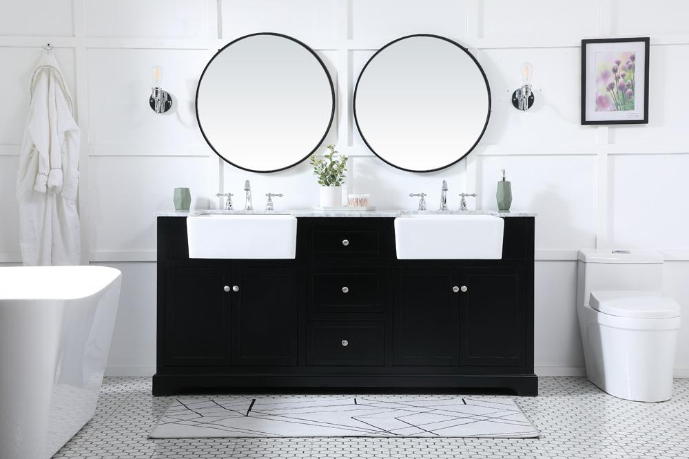 Elegant Furniture & Lighting - Franklin 72 inch double bathroom vanity in black - VF60272DBK veiw 5