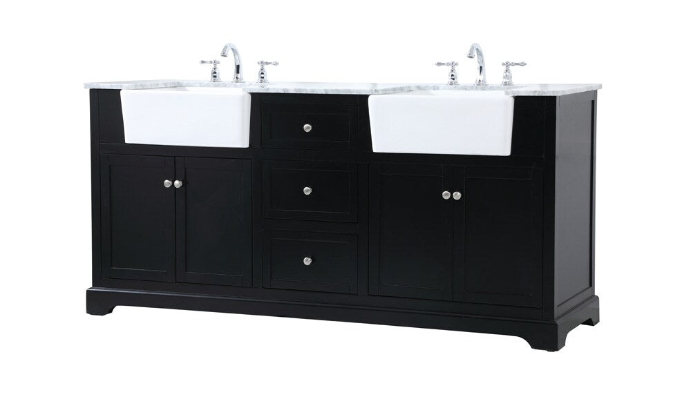 Elegant Furniture & Lighting - Franklin 72 inch double bathroom vanity in black - VF60272DBK veiw 8