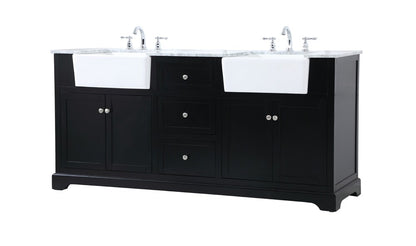 Elegant Furniture & Lighting - Franklin 72 inch double bathroom vanity in black - VF60272DBK veiw 8